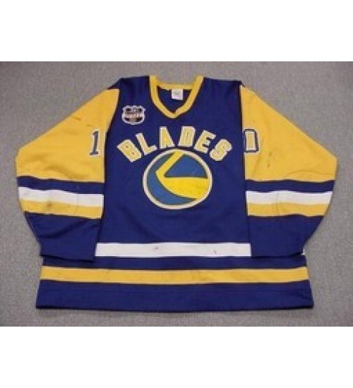 Custom WHL Saskatoon Blades 91 92 Nobr Road Hockey Jersey Blue